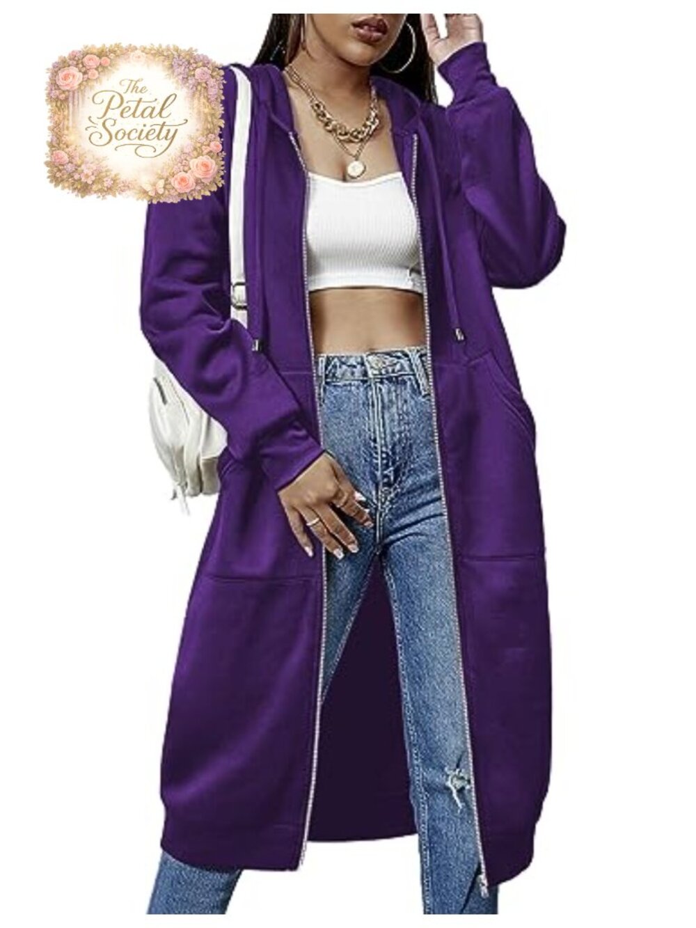 Women Casual Zip Up Fleece Hoodie Tunic Sweatshirt Long Jacket